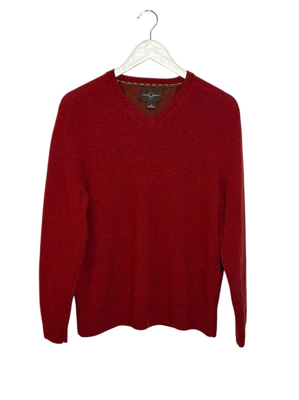 Black Brown 1826 red lambswool v-neck sweater - L